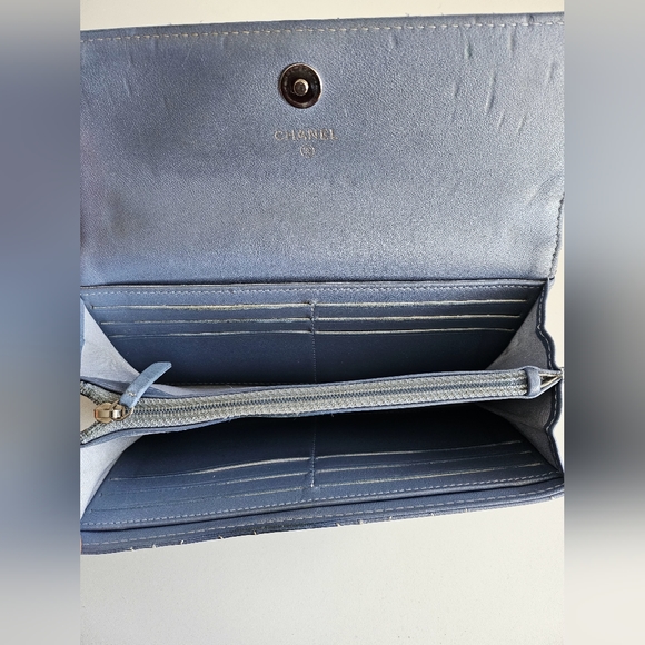 Chanel Periwinkle Camelia Studded Long Flap Wallet - Picture 5 of 10